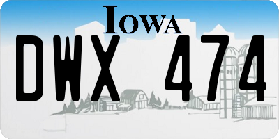 IA license plate DWX474