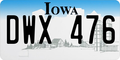 IA license plate DWX476