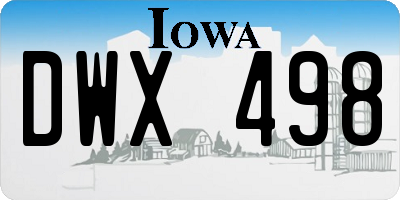 IA license plate DWX498
