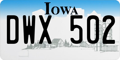 IA license plate DWX502