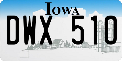 IA license plate DWX510