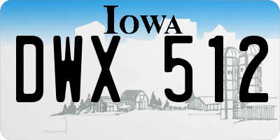 IA license plate DWX512