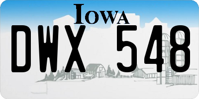 IA license plate DWX548