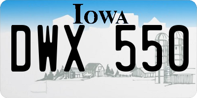 IA license plate DWX550