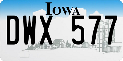 IA license plate DWX577