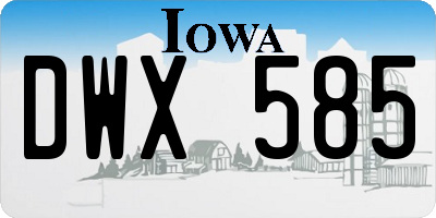IA license plate DWX585