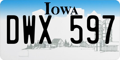 IA license plate DWX597