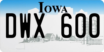 IA license plate DWX600