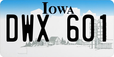 IA license plate DWX601