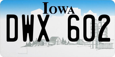 IA license plate DWX602