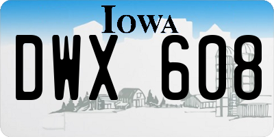 IA license plate DWX608