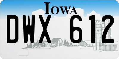 IA license plate DWX612