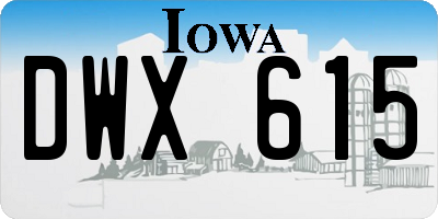 IA license plate DWX615