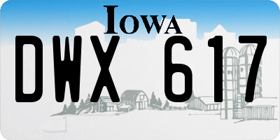 IA license plate DWX617