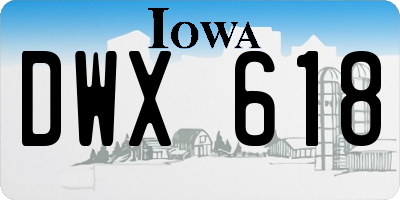 IA license plate DWX618