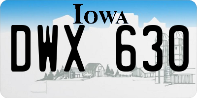 IA license plate DWX630