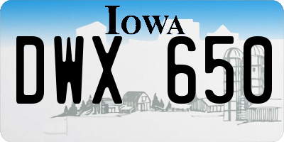 IA license plate DWX650