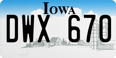 IA license plate DWX670