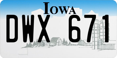 IA license plate DWX671