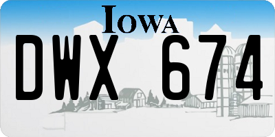 IA license plate DWX674