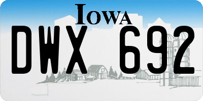 IA license plate DWX692