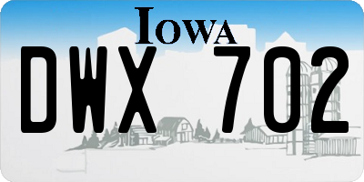 IA license plate DWX702