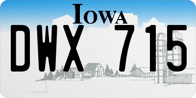 IA license plate DWX715