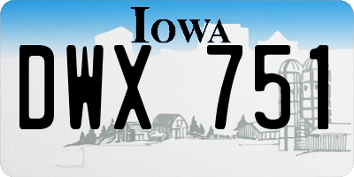IA license plate DWX751