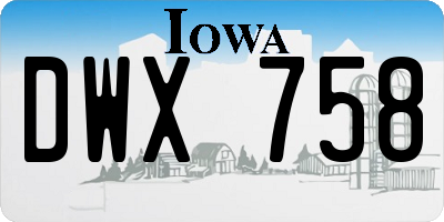 IA license plate DWX758