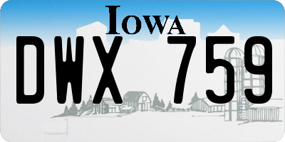 IA license plate DWX759