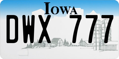 IA license plate DWX777