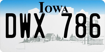 IA license plate DWX786