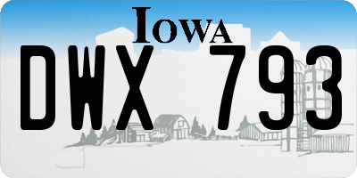 IA license plate DWX793