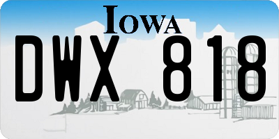IA license plate DWX818