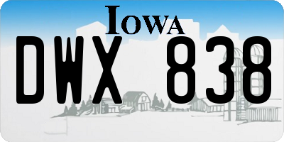 IA license plate DWX838