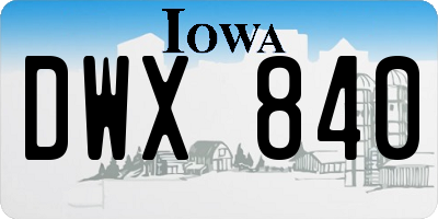 IA license plate DWX840