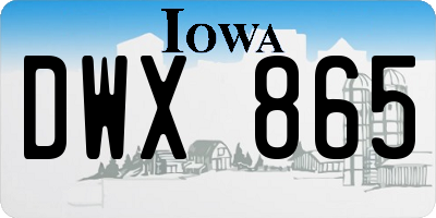 IA license plate DWX865