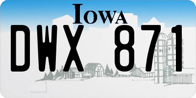 IA license plate DWX871
