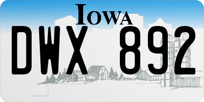 IA license plate DWX892