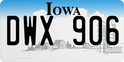 IA license plate DWX906