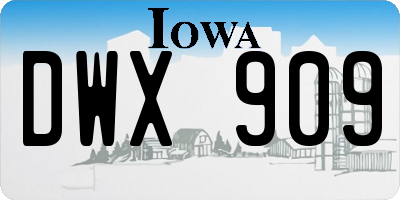 IA license plate DWX909