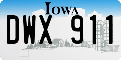 IA license plate DWX911