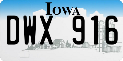 IA license plate DWX916