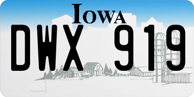 IA license plate DWX919