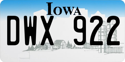 IA license plate DWX922
