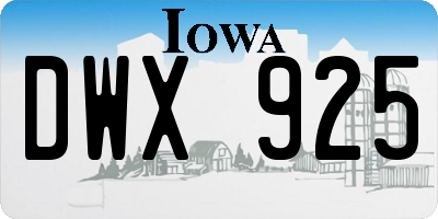 IA license plate DWX925