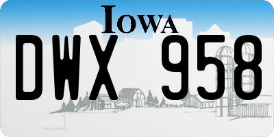 IA license plate DWX958