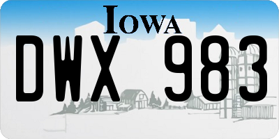 IA license plate DWX983