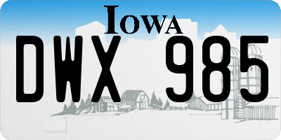 IA license plate DWX985