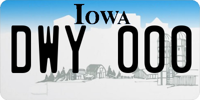 IA license plate DWY000